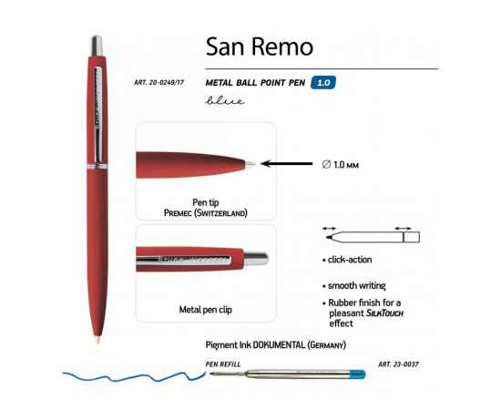 Ручка металлическая шариковая San Remo, софт тач, 20-0249.17, Цвет: красный, изображение 3