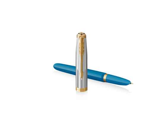 Ручка перьевая Parker 51 Premium, F/M, 2169079, Цвет: голубой,золотистый,серебристый, изображение 3