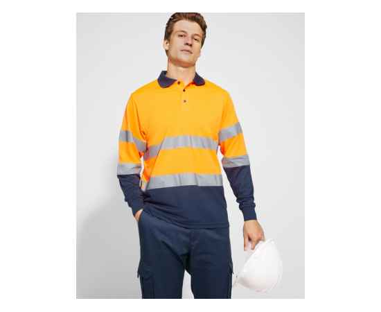 Рубашка поло со светоотражающими полосами Polaris с длинным рукавом, мужская, S, 9306HV55223S, Цвет: navy,неоновый оранжевый, Размер: S, изображение 5
