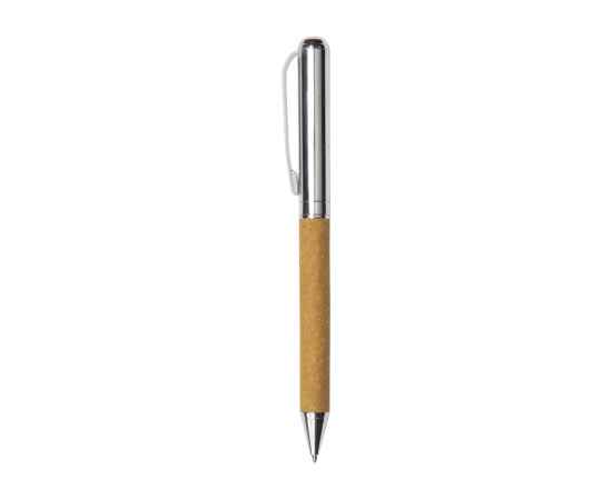 Ручка шариковая Venera из переработанной стали и переработанной кожи, 280109, Цвет: серебристый,коричневый, изображение 3