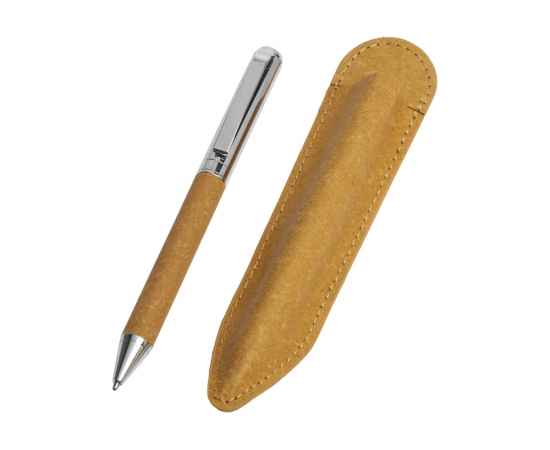 Ручка шариковая Venera из переработанной стали и переработанной кожи, 280109, Цвет: серебристый,коричневый, изображение 5