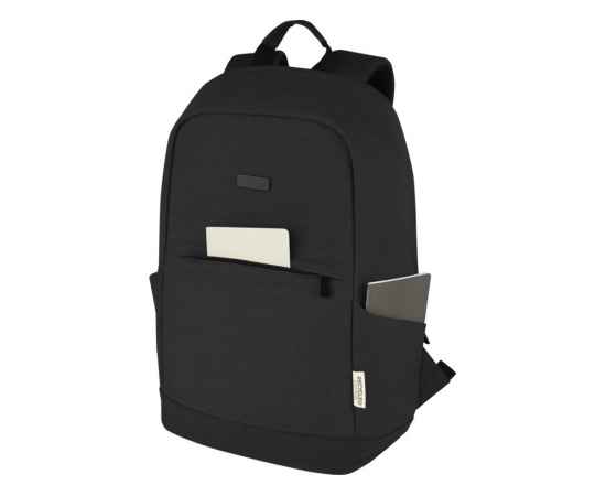 Противокражный рюкзак Joey для ноутбука 15,6 из переработанного брезента, 12067790, Цвет: черный, изображение 5