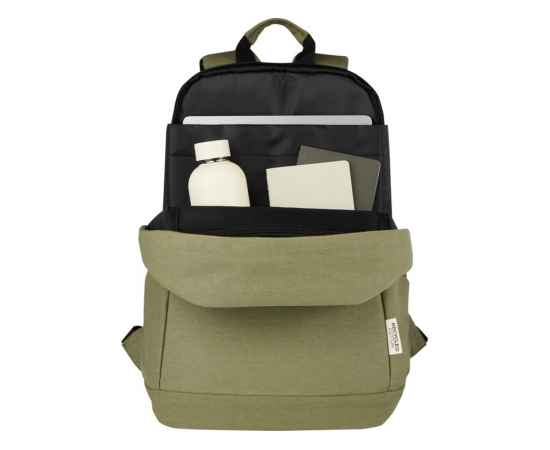 Противокражный рюкзак Joey для ноутбука 15,6 из переработанного брезента, 12067760, Цвет: оливковый, изображение 4