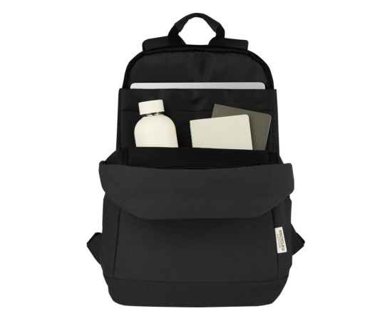 Противокражный рюкзак Joey для ноутбука 15,6 из переработанного брезента, 12067790, Цвет: черный, изображение 4