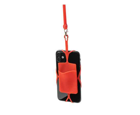 Силиконовый шнурок DALVIK с держателем мобильного телефона и карт, LY7046S160, Цвет: красный, изображение 3