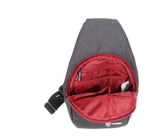 Рюкзак с одним плечевым ремнем, 73477, Цвет: бордовый,черный, изображение 3