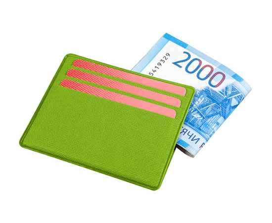 Картхолдер для 6 банковских карт и наличных денег Favor, 213203, Цвет: зеленое яблоко, изображение 2