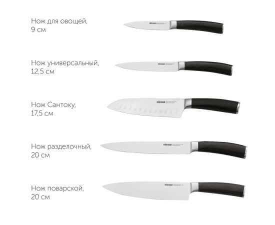 Набор из 5 кухонных ножей и блока для ножей с ножеточкой DANA, 247515, изображение 8