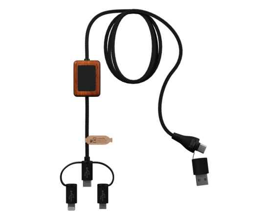 Зарядный кабель из резины и бамбука с поддержкой передачи данных и двойным светящимся логотипом, 2PX13890, изображение 2