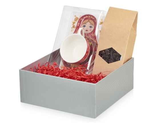 Подарочный набор: чайная пара, чай Глинтвейн, 94823, Цвет: красный,серебристый, изображение 2