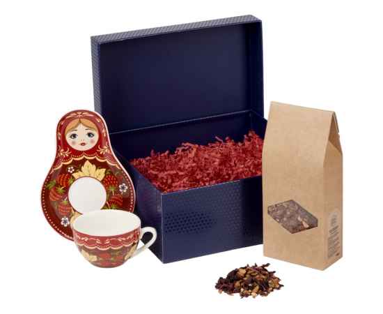 Подарочный набор: чайная пара, чай Глинтвейн, 94826, Цвет: красный,синий