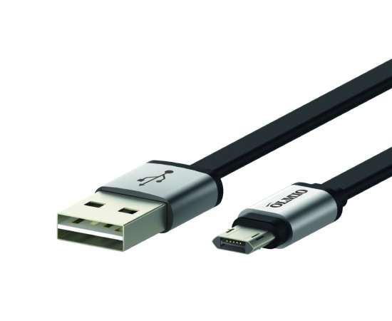 Кабель USB 2.0 - microUSB, 1м, 2.1А, двухсторонний, плоский, OLMIO