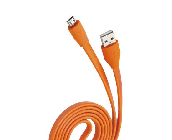 Кабель USB 2.0 - microUSB, 1м, 2.1A, оранжевый, плоский, OLMIO