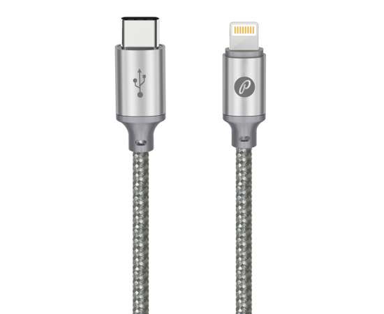 Кабель USB2.0, USB type-C - lightning, 1м, серый, Partner