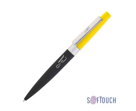 Ручка шариковая 'Peri'покрытие soft touch, черный с желтым, Цвет: черный с желтым