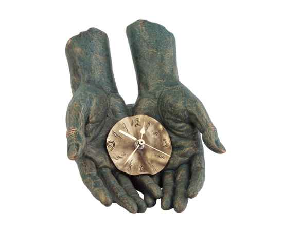 Скульптура 'Время в твоих руках', зеленый с золотом, Цвет: зеленый с золотом