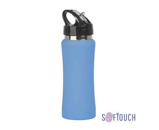 Бутылка для воды 'Индиана' 600 мл, покрытие soft touch, голубой, Цвет: голубой