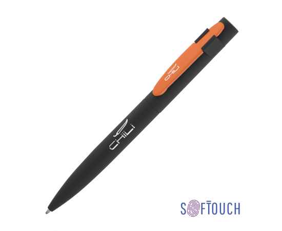 Ручка шариковая 'Lip', покрытие soft touch, черный с оранжевым, Цвет: черный с оранжевым