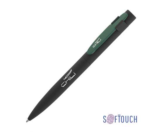 Ручка шариковая 'Lip', покрытие soft touch, черный с зеленым, Цвет: черный с зеленым