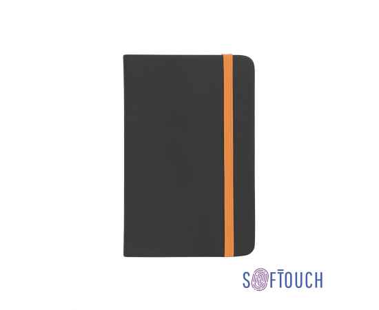 Блокнот 'Бергамо', покрытие soft touch, формат А6, черный/оранжевый#, Черный, Цвет: черный с оранжевым