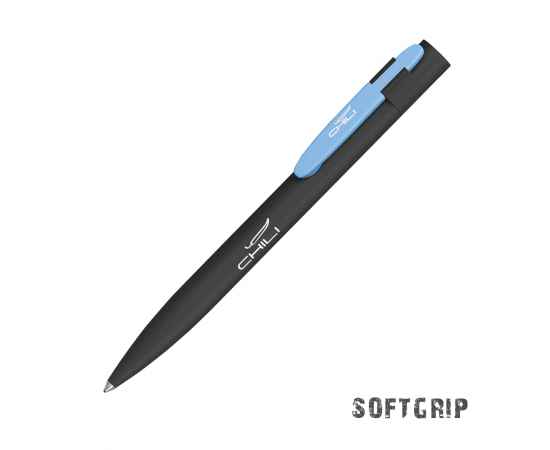 Ручка шариковая 'Lip SOFTGRIP', черный с голубым, Цвет: черный с голубым