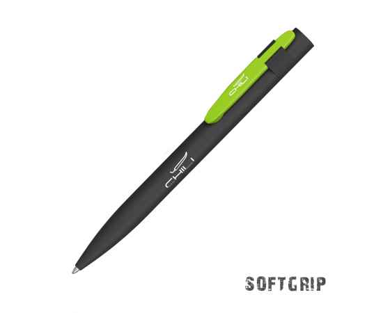 Ручка шариковая 'Lip SOFTGRIP', черный с зеленым яблоком, Цвет: черный с зеленым яблоком