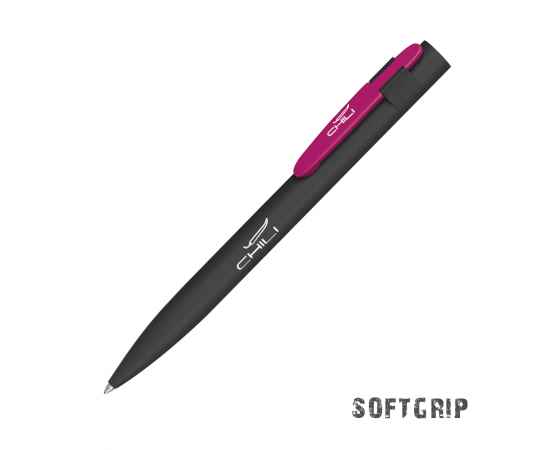 Ручка шариковая 'Lip SOFTGRIP', черный с фуксией, Цвет: черный с фуксией