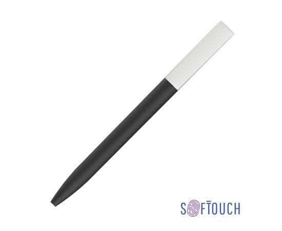 Ручка шариковая 'Clive', покрытие soft touch, черный с белым, Цвет: черный с белым