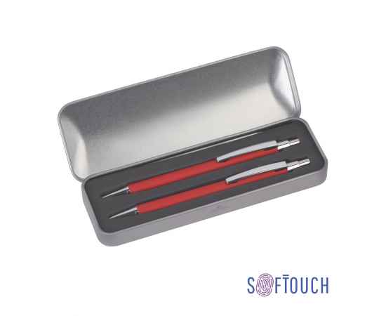 Набор 'Ray' (ручка+карандаш), покрытие soft touch, красный, Цвет: красный