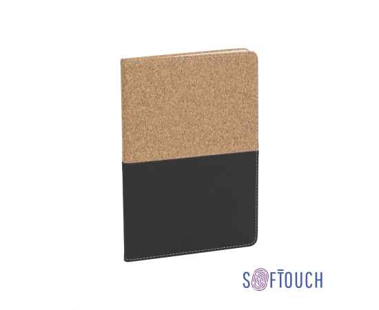 Блокнот 'Фьюджи', формат А5, покрытие soft touch+пробка, черный, Цвет: черный