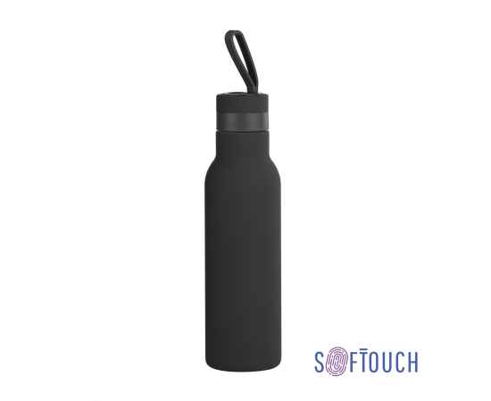 Бутылка для воды 'Фитнес' 700 мл, покрытие soft touch, черный, Цвет: черный
