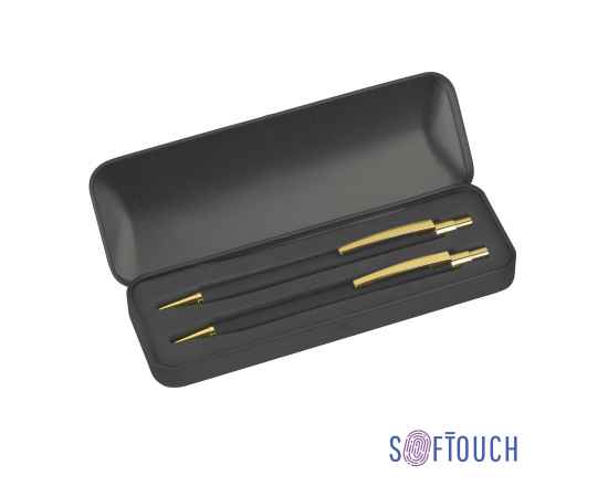 Набор 'Ray' (ручка+карандаш), покрытие soft touch, черный с золотом, Цвет: черный с золотом