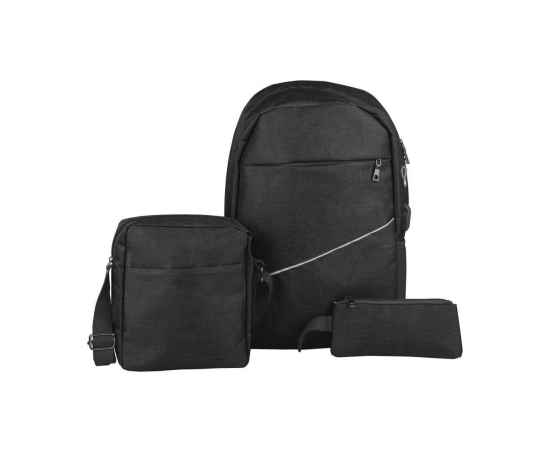 Набор 'TRIO' 3в1: рюкзак, сумка, несессер, черный, Цвет: черный