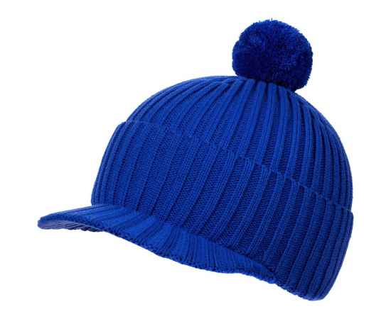 Вязаная шапка с козырьком Peaky, синяя (василек), Цвет: синий