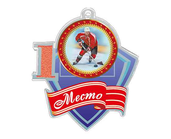 1771-000 Акриловая медаль хоккей 1, 2, 3 место (красный), Цвет: красный, изображение 2