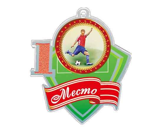 1771-003 Акриловая медаль футбол 1, 2, 3 место (красный), Цвет: красный, изображение 2