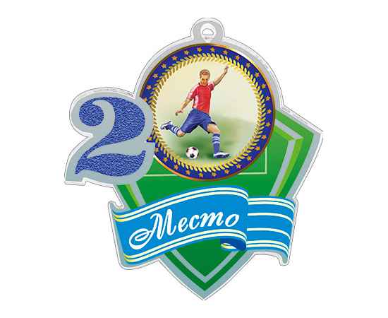 1771-003 Акриловая медаль футбол 1, 2, 3 место (синий), Цвет: синий, изображение 2