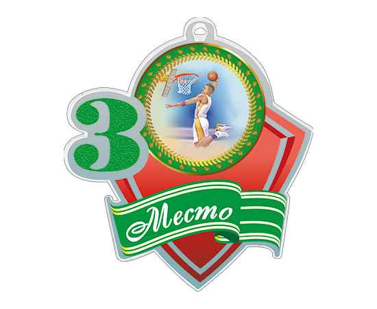 1771-004 Акриловая медаль баскетбол 1, 2, 3 место (зеленый), Цвет: зеленый, изображение 2