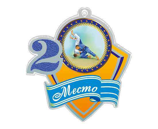 1771-006 Акриловая медаль дзюдо 1, 2, 3 место (синий), Цвет: синий, изображение 2