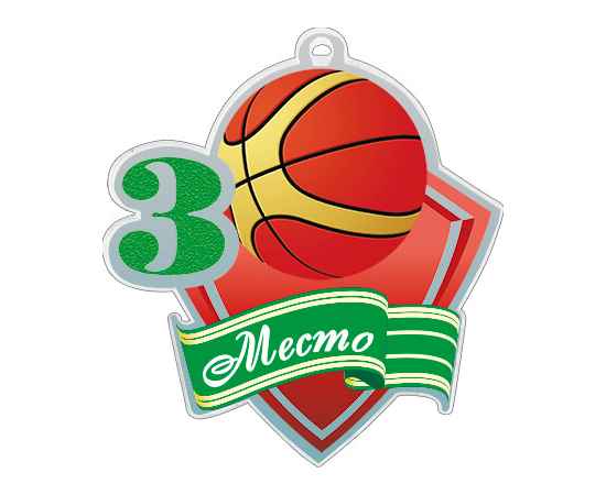 1771-008 Акриловая медаль баскетбол 1, 2, 3 место (зеленый), Цвет: зеленый, изображение 2