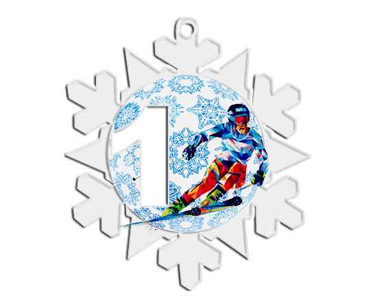1784-002 Акриловая медаль Горные лыжи 1,2,3 место, изображение 2