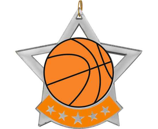 2868-001 Акриловая медаль баскетбол, серебро, Цвет: серебро, изображение 2