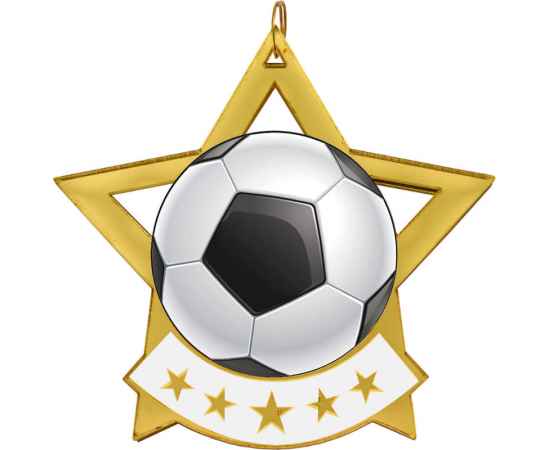 2868-002 Акриловая медаль футбол, золото, Цвет: Золото, изображение 2