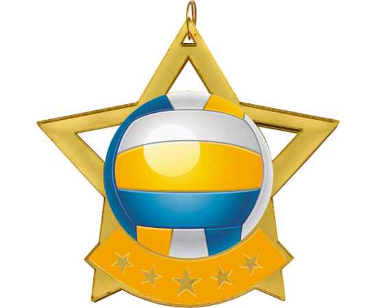 2868-003 Акриловая медаль волейбол, золото, Цвет: Золото, изображение 2