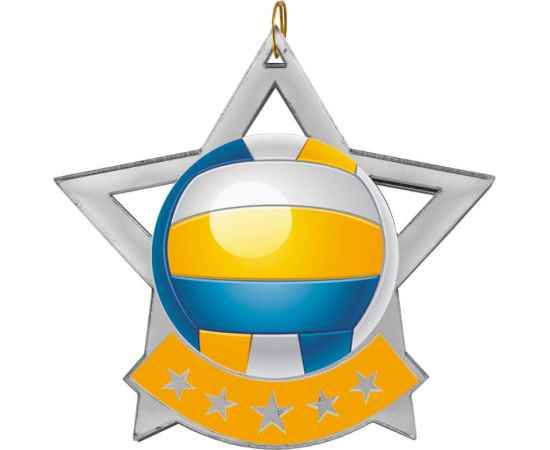2868-003 Акриловая медаль волейбол, серебро, Цвет: серебро, изображение 2