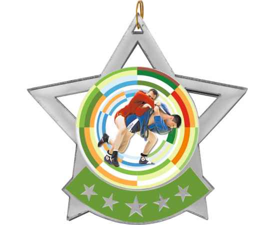 2868-007 Акриловая медаль борьба, серебро, Цвет: серебро, изображение 2