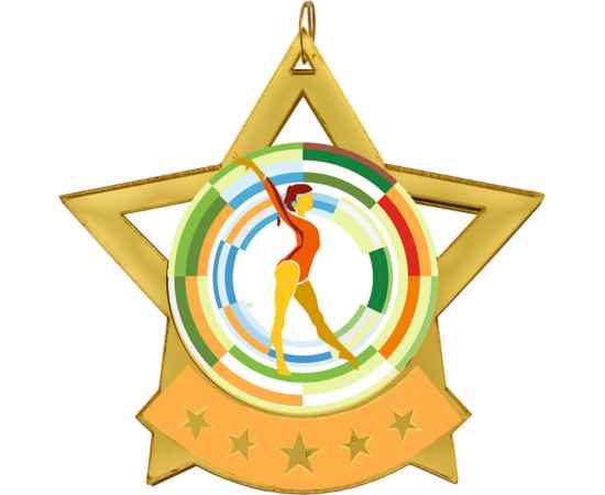 2868-010 Акриловая медаль гимнастика, золото, Цвет: Золото, изображение 2