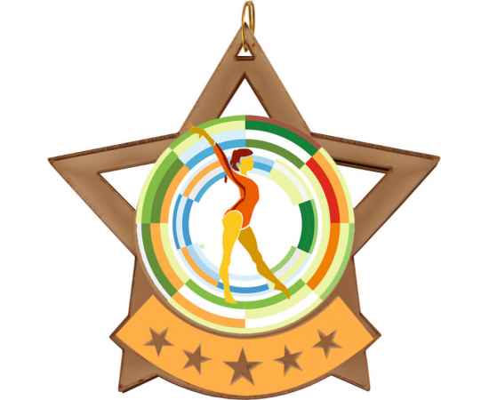 2868-010 Акриловая медаль гимнастика, бронза, Цвет: Бронза, изображение 2