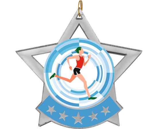 2868-011 Акриловая медаль легкая атлетика (бег), серебро, Цвет: серебро, изображение 2