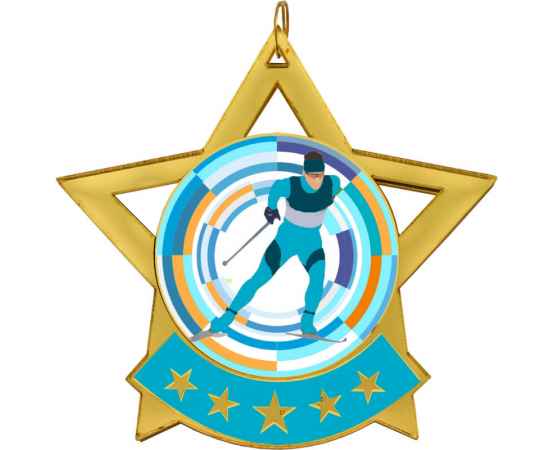 2868-015 Акриловая медаль лыжный спорт, золото, Цвет: Золото, изображение 2